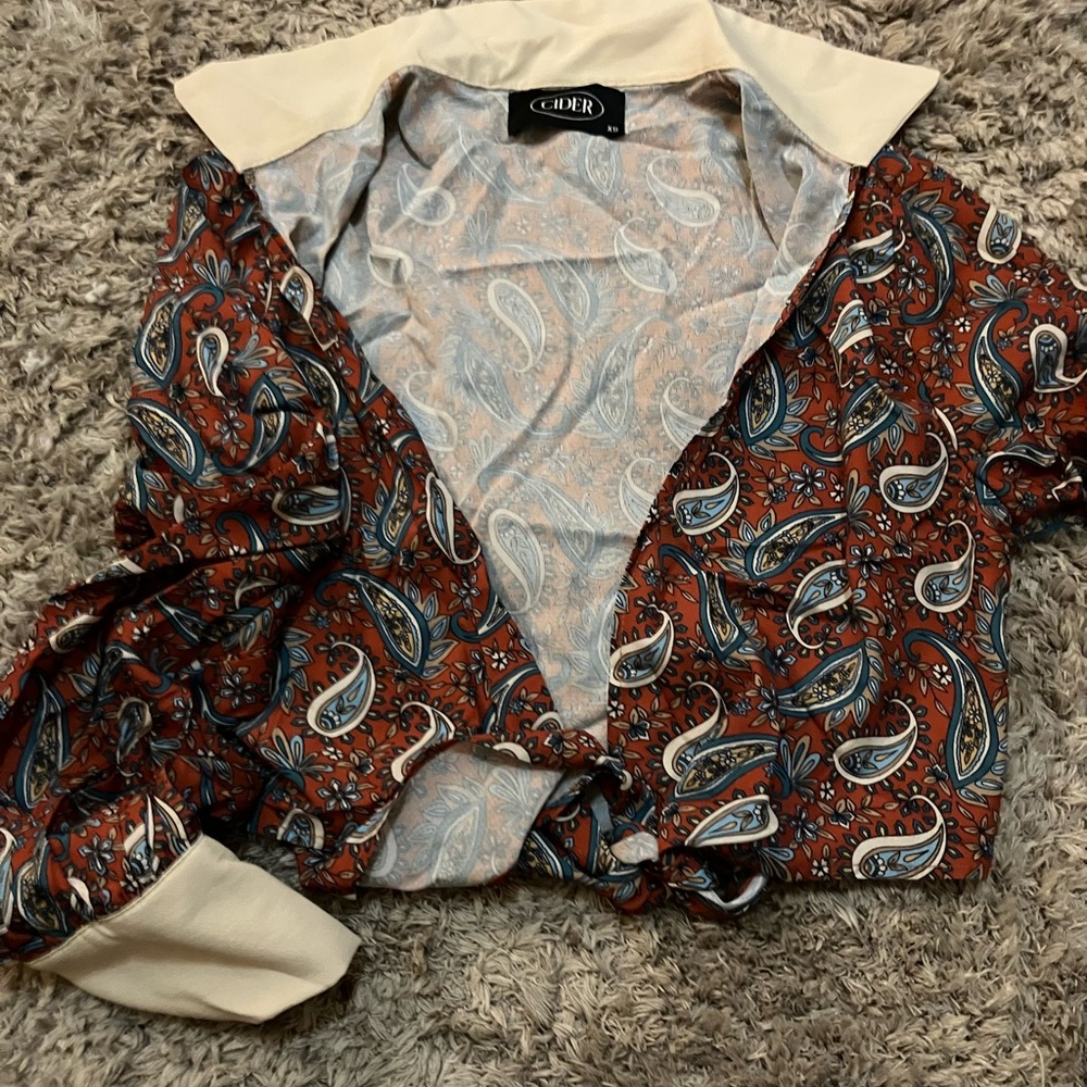 A collared tie front shirt